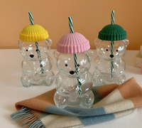 Verres à boire en forme d'ours au design classique, mignons, en forme de dessin animé, pour café, jus, avec paille, pour thé et lait, utilisation en restaurant