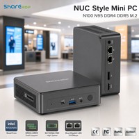 Mini PC NUC Sharerdp Factory Intel N100 N95 DDR4 DDR5 M.2 NVMe SSD Double LAN HDMI DP Type-C pour Affichage Dynamique 12V
