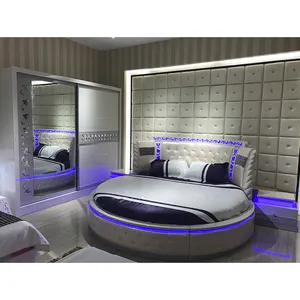 最新土耳其设计卧室套房豪华超大镜子卧室家具套房