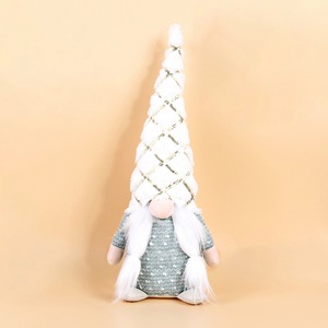 LINGKAI White Gold Knitted Sequin Plush Gnome <b>Hat</b> Faceless Doll Figurine Home Tabletop Ornament <b>Holiday</b> Gift - Product Image 5