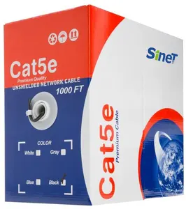 Cable terminado Cat5e compatible con Rohs Cable de altavoz Cat5 de cobre sólido Cables de par trenzado sin blindaje en red informática 4 pares