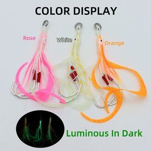 Weicher Tintenfisch-Köder für Slow Jigging mit 2 Assist-Haken, Leuchtender Kunstköder für das Salzwasserangeln in Rosa, Weiß, Orange - Product Image 5