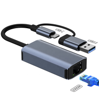 Dock multiport 2 en 1 USB3.0 TYPE-C vers RJ45 1000Mbps carte réseau pour PC splitter conversion double tête extension
