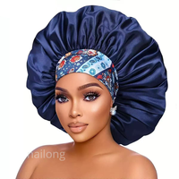 Bonnet de nuit extensible à rayures en satin, large bord, grande taille, pour femmes adultes, soin des cheveux africains, idéal pour l'été et les voyages transfrontaliers