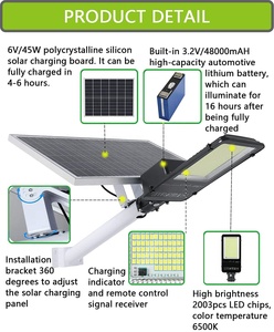 All in One Solar LED Street Light with <b>PIR</b> <b>Sensor</b> 400W 500W Dusk to Dawn IP67 Waterproof Remote for <b>Outdoor</b> Area Lighting - Product Image 3