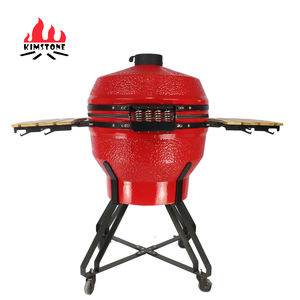 KIMSTONE 26 Inch Big <span class=keywords><strong>Kamado</strong></span> BBQ Rotisserie Smoker Barbecue Ceramic Charcoal Grill Merah dengan Ventilasi Bawah Tipe Laci - Product Image 3