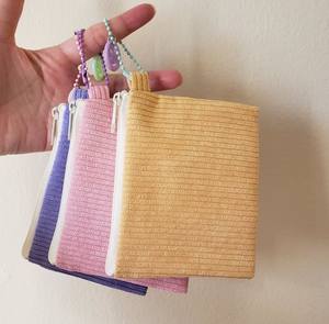 กระเป๋าสตางค์แบบมีซิปผ้าลูกฟูกขนาดเล็กงานแฮนด์เมดกระเป๋าน่ารักที่ใส่บัตรสีสันสดใสกระเป๋าใส่เหรียญ2025สั่งทำ - Product Image 5