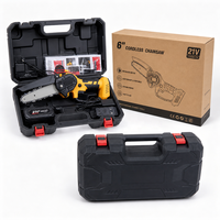 Tronçonneuse électrique sans fil de 6 pouces, 21V, légère, mini-scie portative avec chargeur de batterie, kit d'outils pour l'élagage des arbres de jardin