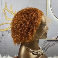 Wig Pixie pendek Bob 100% rambut manusia Brasil Virgin Wig depan renda Swiss untuk wanita hitam gelombang air 1B 30 Wig berwarna Vendor