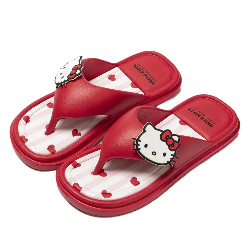 Chinelos Sanrioed moda desenho animado KT gato fofo Kulomi Melodi verão interior fora chinelos antiderrapantes sandálias de sola macia