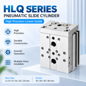 Cylindre pneumatique à glissière série HLQ, haute précision, compact, guidé, avec guide linéaire HLQ6 HLQ8 HLQ12 HLQ16 HLQ20 HLQ25 - Product Image 2