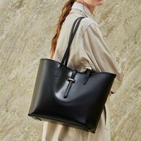Sac fourre-tout en cuir véritable, nouveau, simple, spacieux, sac à bandoulière, sac à main décontracté de luxe léger, sacoche pour femme, fermeture éclair, urbain
