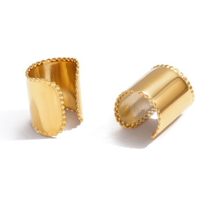 <b>Clip</b>-On Earrings 18K Gold Stainless Steel Wide Geometric Women's Jewelry - Product Image 5
