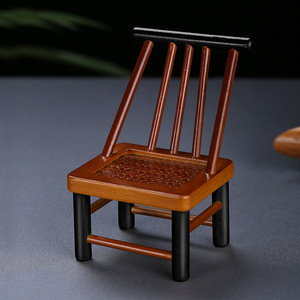 Mini Chinese Style Chair Desktop Ornament Handmade Bamboo Woven Living Room Tea Room Decor Collectible Phone Stand - Product Image 3