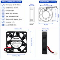 Ventilateur de refroidissement axial DC 4010 silencieux WKH 0412LBS 40mm, haute vitesse, 5V DC 12V 24V, haut débit d'air, faible bruit, mini ventilateur