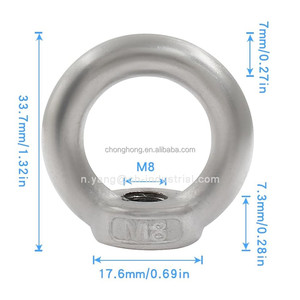 Écrous à œil robustes 5/16'' en acier inoxydable 304, écrou fileté M8 métrique, écrou de levage en forme <span class=keywords><strong>d</strong></span>'<span class=keywords><strong>anneau</strong></span> - Product Image 2