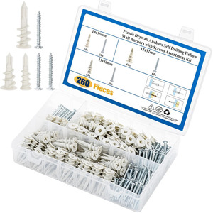 Plastic Drywall Anchors Self Drilling Hollow Wall Anchors with Screws Assortment Kit 260 Pieces Metric Size X0037RK9PF - Product Image 2
