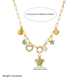 Collana con Ciondolo Tartaruga Marina Boho, Placcata in Oro 18k, Acciaio Inossidabile Antiossidante, Ipoallergenica, Gioielli Stile Spiaggia - Product Image 5