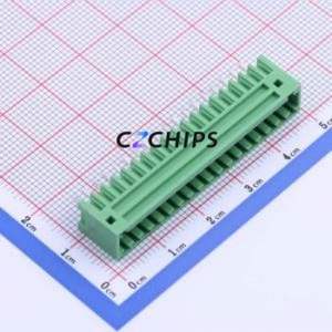 DB2EVC-2.54-18P-GN Plug-in Terminal Block Through hole,P=2.54mm Connector Board-to-Board / Socket - Closed 1x18P 2.54mm Green - Product Image 1