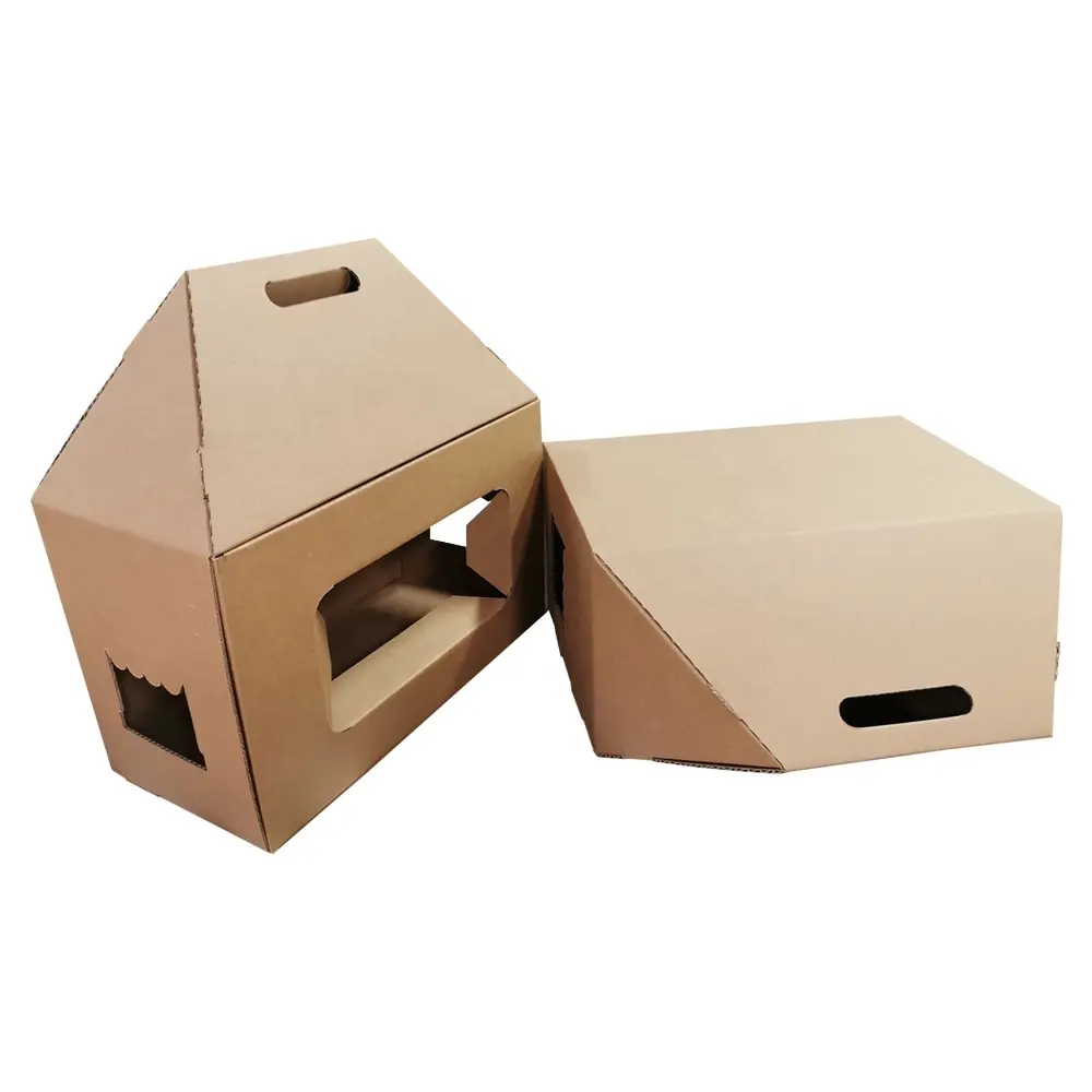 Boîte de papier de transport d'animaux recyclé en carton rigide durable pour animaux de compagnie
