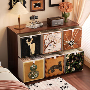 Boîte de <span class=keywords><strong>rangement</strong></span> pliante en cuir de style milieu du siècle, panier de <span class=keywords><strong>rangement</strong></span> à tiroirs et grille <span class=keywords><strong>Kallax</strong></span>, boîte de <span class=keywords><strong>rangement</strong></span> en tissu - Product Image 1