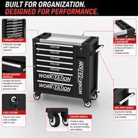 Chariot à outils haute performance à 7 niveaux en acier laminé à froid, armoire à outils mobile pour atelier professionnel