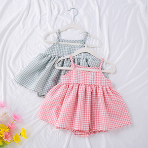 Nuovo <span class=keywords><strong>Vestito</strong></span> Estivo per Bambina Stile Coreano, Abito a Quadri con Collo all'Americana, Tutina da Principessa per Bambine - Product Image 2