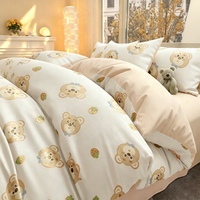 Parures de lit de haute qualité pour chambre d'enfant, 4 pièces, imprimé carton, pour usage domestique, housse de couette, drap plat/housse de matelas, taie d'oreiller