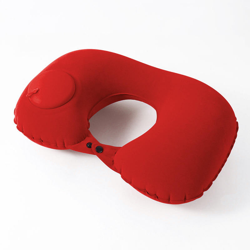 Grand oreiller gonflable floqué rouge en forme de U - paquet individuel