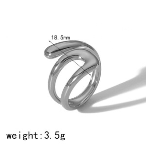 Irregular Titanium Steel <b>Ring</b> Adjustable Opening Women's Geometric Design Stainless Steel Jewelry Gift - Product Image 4