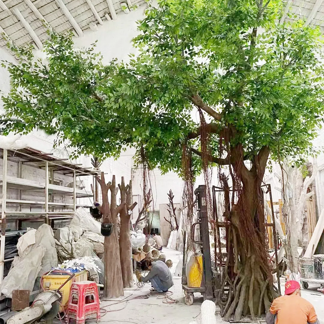 China supplier cheap price ficus tree decorative artificial banyan tree high simulation ficus tree fiberglass trunks for sale