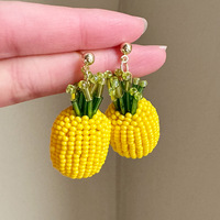 Anting Nanas Anyaman Manik-Manik Buatan Tangan Bergaya Liburan, Anting Cantik, Lucu, dan Penuh Kesenangan, Hadiah Sempurna untuk Teman