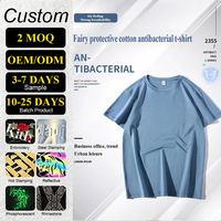 T-shirt en coton mercerisé 200G 100% coton, col rond, antibactérien aux ions d'argent, respirant, coupe ample