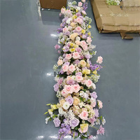 Décoration de mariage personnalisée, centre de table réaliste en fleurs de soie, chemin de table rose de haute qualité, fait main, pour la fête des mères, Noël