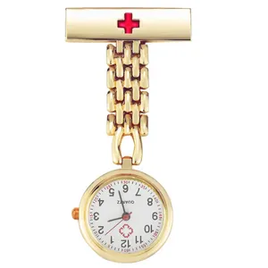 Fashion Alloy luminous Nurse Pocket Watch with Clip Brooch Chain Quartz clock FOB Watches