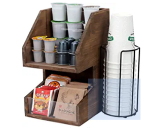 Coffee Condiment Organizer Tea Bag Holder Coffee and Tea Station Wood Coffee Pod Holder Tea Bag Organizer Caddy Storage Box