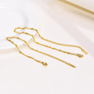 स्टेनलेस स्टील थोक टार्निश फ्री पीवीडी गोल्ड प्लेटिंग स्पियल सिंगापुर रस्सी चेन वॉटर वेव ट्विस्टेड चेन ब्रेसलेट पायल - Product Image 2