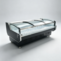 Vitrine réfrigérée horizontale à dessus plat pour viande, avec porte coulissante frontale, pour la conservation des aliments cuisinés