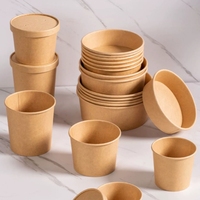 Bol en carton blanc jetable de 500 ml (16 oz) à paroi simple, enduit de PE, pour emballage alimentaire, soupe, pizza, nouilles, à emporter