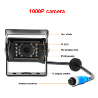 1080P 7 pulgadas AHD TFT LCD espejo retrovisor Monitor cámara de seguridad inversa Kit DE SISTEMA DE Monitor de coche para autobús camión entrenador