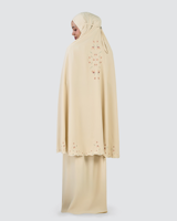 Robe Abaya Modeste en Crêpe Sérénité avec Broderie de Dubaï, Ensemble de Prière Floral, Robe Douce et Rafraîchissante pour Femmes Musulmanes, Prise en Charge de la Personnalisation