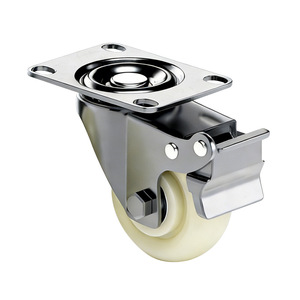 Roue pivotante robuste de 2,5 et 3 pouces avec frein, fonctionnement silencieux, pour chariots, type à trou de boulon, moulage sous pression - Product Image 1