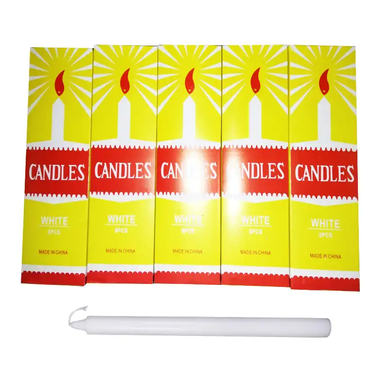 40g 42g 8pcs white stick candles in yellow box candle hotsale to Ethiopia