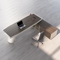 Mobilier de bureau moderne léger et luxueux en forme de L, bureau de bureau pour patron et directeur général