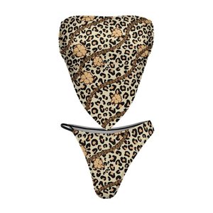 Bandeau Swimsuit Puakenikeni Lei Leopard Print Design <strong>Swimming</strong> <strong>Costumes</strong> for Girls Custom Print Women Bikini Sets Beach Wear - Product Image 5