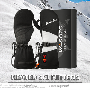 Mitaines chauffantes haute performance imperméables et respirantes avec doublure en velours noir et blanc, 7 couches de matériau thermique en polyester pour le ski - Product Image 2