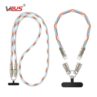 Kabel Pengisi Daya Ponsel Anti-Hilang 2-in-1 Bercahaya dengan Tali, PD60W 6A Pengisian Cepat Tipe-C 2m Paduan Seng Murni IOS