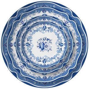 Vajilla de Porcelana China Azul y Blanca de 4 Piezas, Diseño de Flores Estilo <span class=keywords><strong>Chino</strong></span>, Diseño Personalizable, Vajilla de Lujo para Comida - Product Image 1