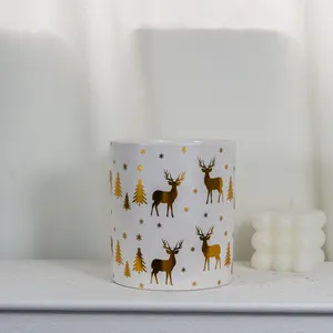 Custom Christmas Ceramic Candle Jar Atacado Único Vazio Cerâmica Candle Holder Luxury Candle Container
