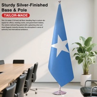 Drapeau de présentation de la Somalie sur pied pour intérieur, 8,53 pieds, avec base et mât argentés, pour affichage en bureau, hall ou salle de conférence
